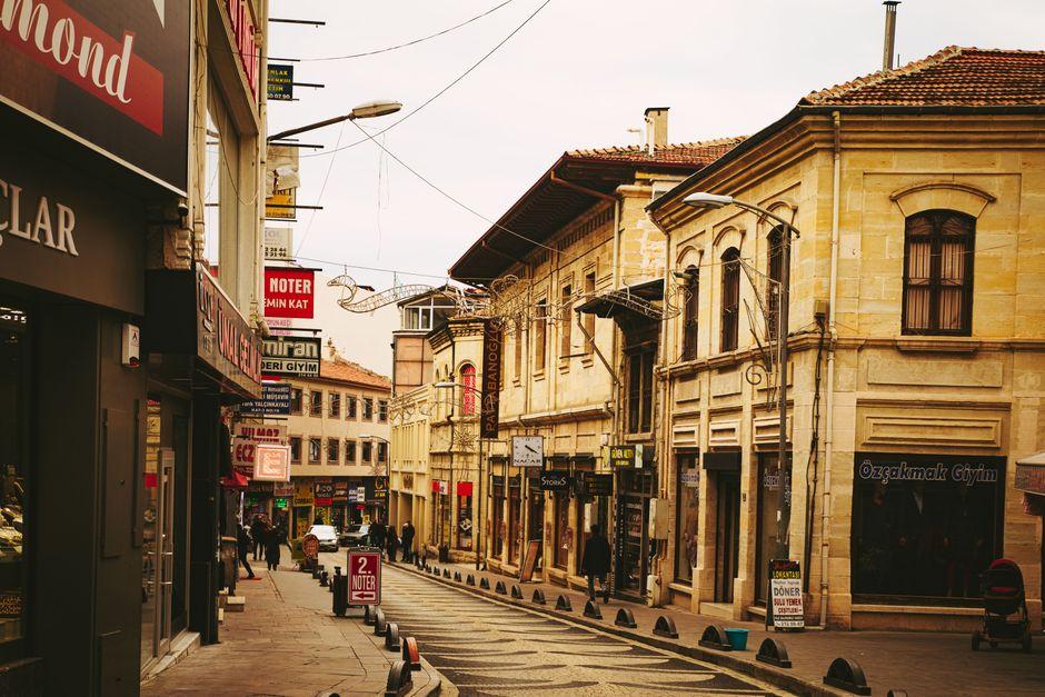 Empty Narrow Street in Town in Turkey