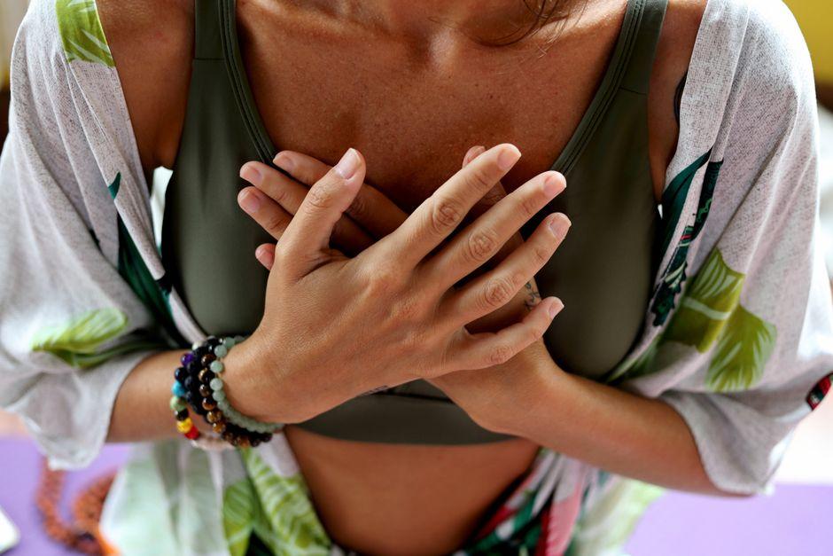 A Person S Hand on Chest