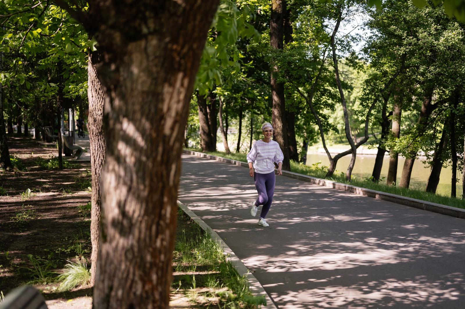 An Elderly Woman Jogging