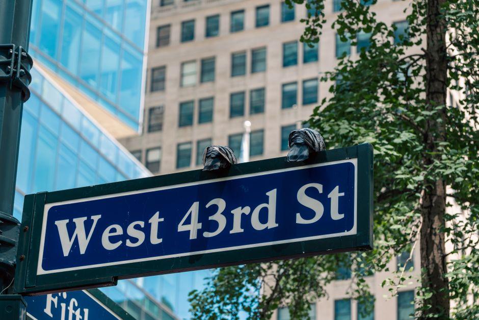 Street Sign of West 43rd Street in Nyc